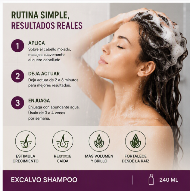 Excalvo Shampoo Anticaída - Fuerza Natural para tu Cabello