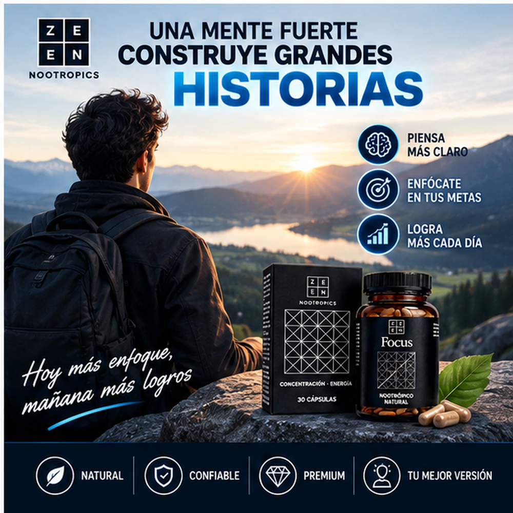 Zzen Focus Nootrópico Natural – Concentración, Enfoque y Energía – 30 Cápsulas