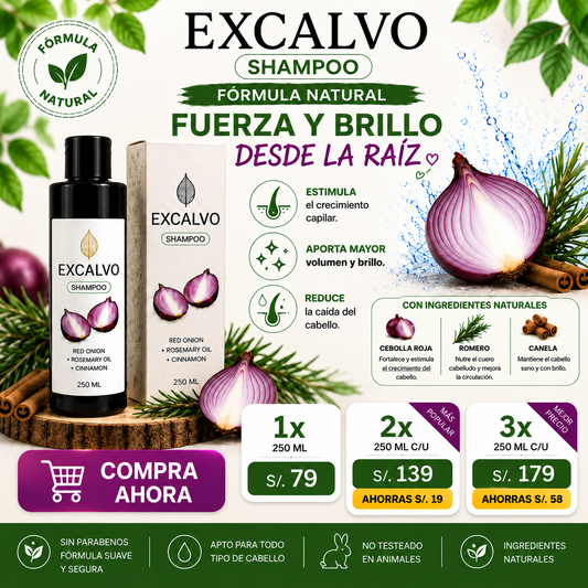Excalvo Shampoo Anticaída - Fuerza Natural para tu Cabello