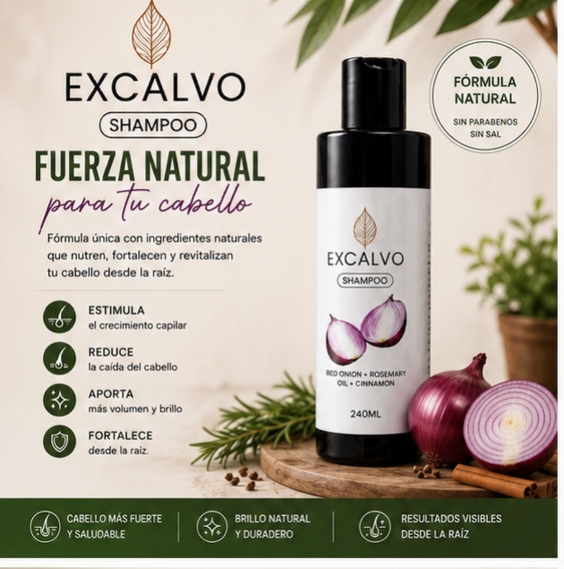 Excalvo Shampoo Anticaída - Fuerza Natural para tu Cabello