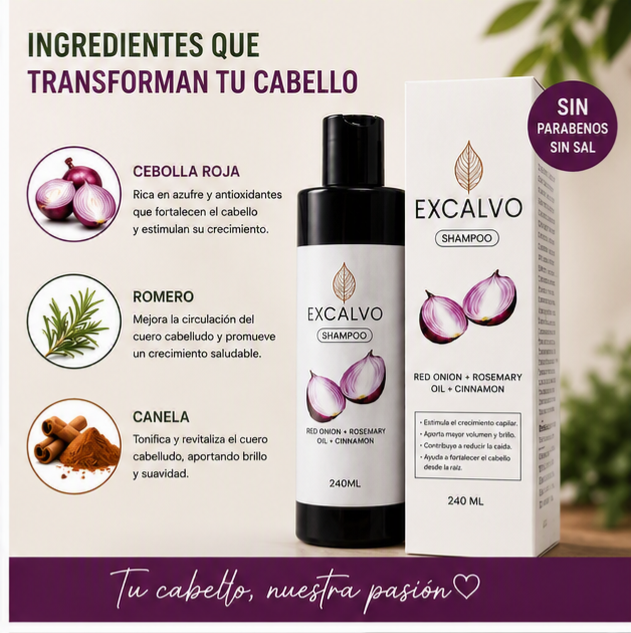 Excalvo Shampoo Anticaída - Fuerza Natural para tu Cabello