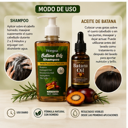 Combo Batana Shampoo y Batana Oil - Devuélvele la vida a tu cabello