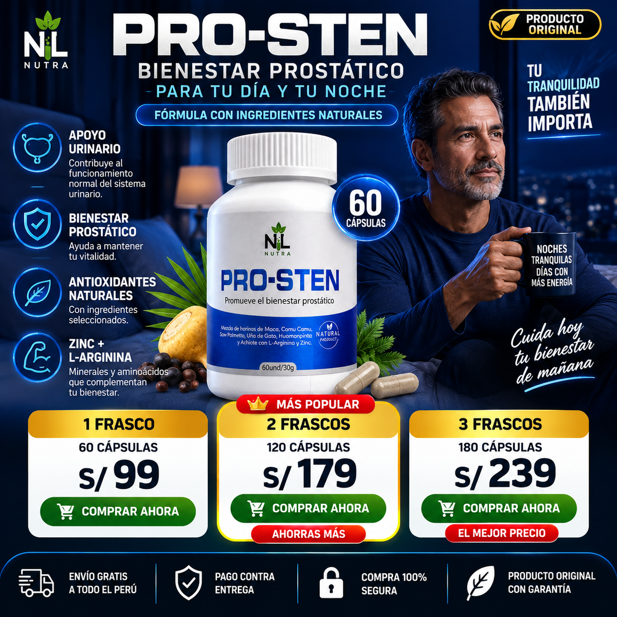 Pro-Sten Bienestar Prostático 60 Cápsulas – NL Nutra