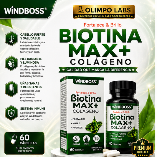 Biotina Max + Colageno - Cabello, Piel y Uñas mas Fuertes