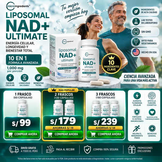 Liposomal NAD+ Ultimate 10 en 1 – Fórmula Avanzada 1000 mg – 60 Cápsulas Vegetarianas