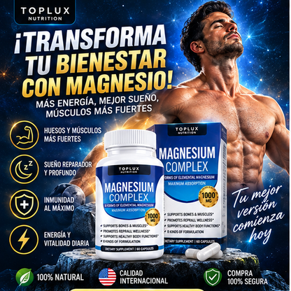 Toplux Nutrition Magnesium Complex 1000 mg – 8 Formas de Magnesio – 60 Cápsulas