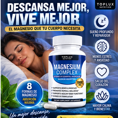 Toplux Nutrition Magnesium Complex 1000 mg – 8 Formas de Magnesio – 60 Cápsulas