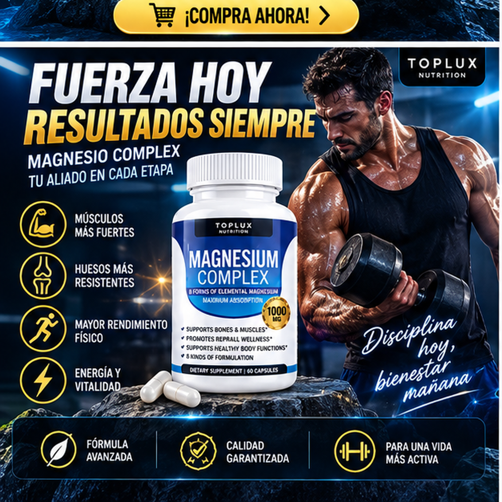 Toplux Nutrition Magnesium Complex 1000 mg – 8 Formas de Magnesio – 60 Cápsulas