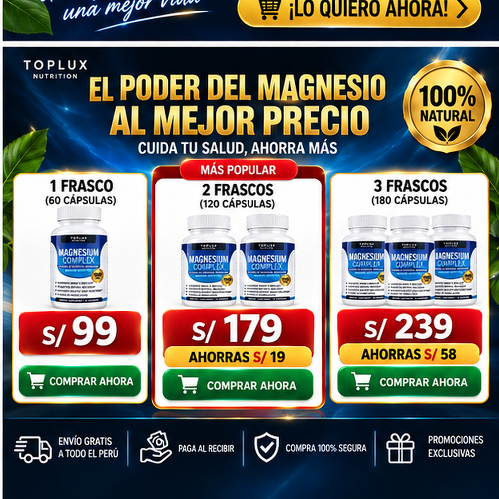 Toplux Nutrition Magnesium Complex 1000 mg – 8 Formas de Magnesio – 60 Cápsulas