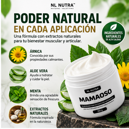 Mamaoso Crema Natural para Golpes, Moretones y Molestias Musculares 100g