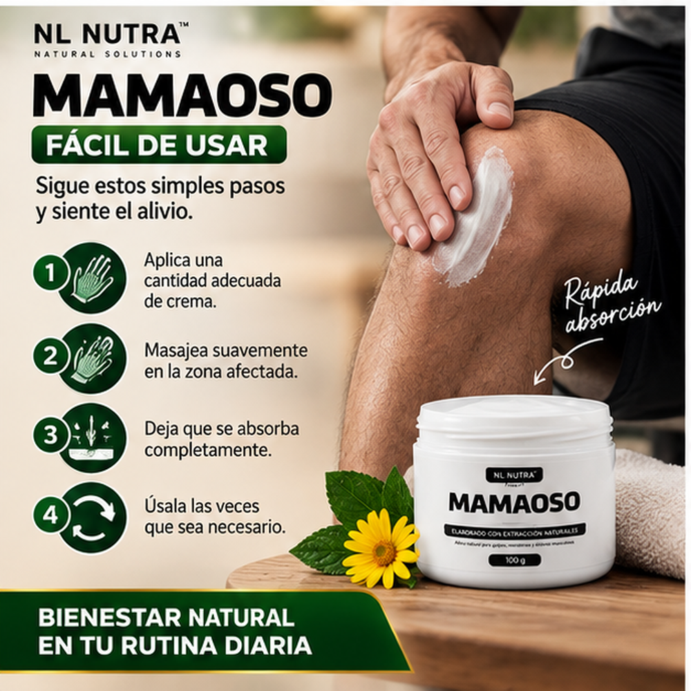 Mamaoso Crema Natural para Golpes, Moretones y Molestias Musculares 100g