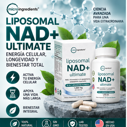 Liposomal NAD+ Ultimate 10 en 1 – Fórmula Avanzada 1000 mg – 60 Cápsulas Vegetarianas